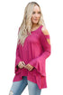 Sexy Rosy Open Shoulder Bell Sleeve Top